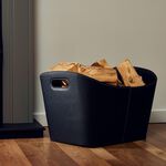 Silverflame 22" Leather Log Basket 